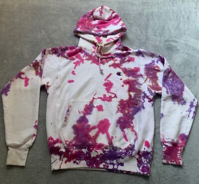 Champion Pink Tie Dye Hoodie Champion Women's Hoodie Medium Pink