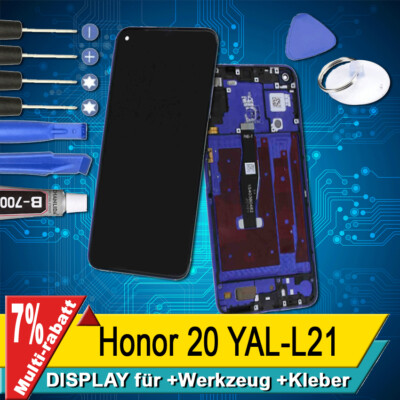 Display Für Huawei Honor 20 YAL-L21 Komplettes Bildschirm Lcd Touch Rahmen Blau+