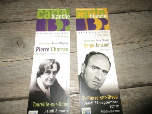 Marque pages collectors -Carte blanche-Thème Pierre Charras&Serge Joncour-2005 - Zdjęcie 1 z 3