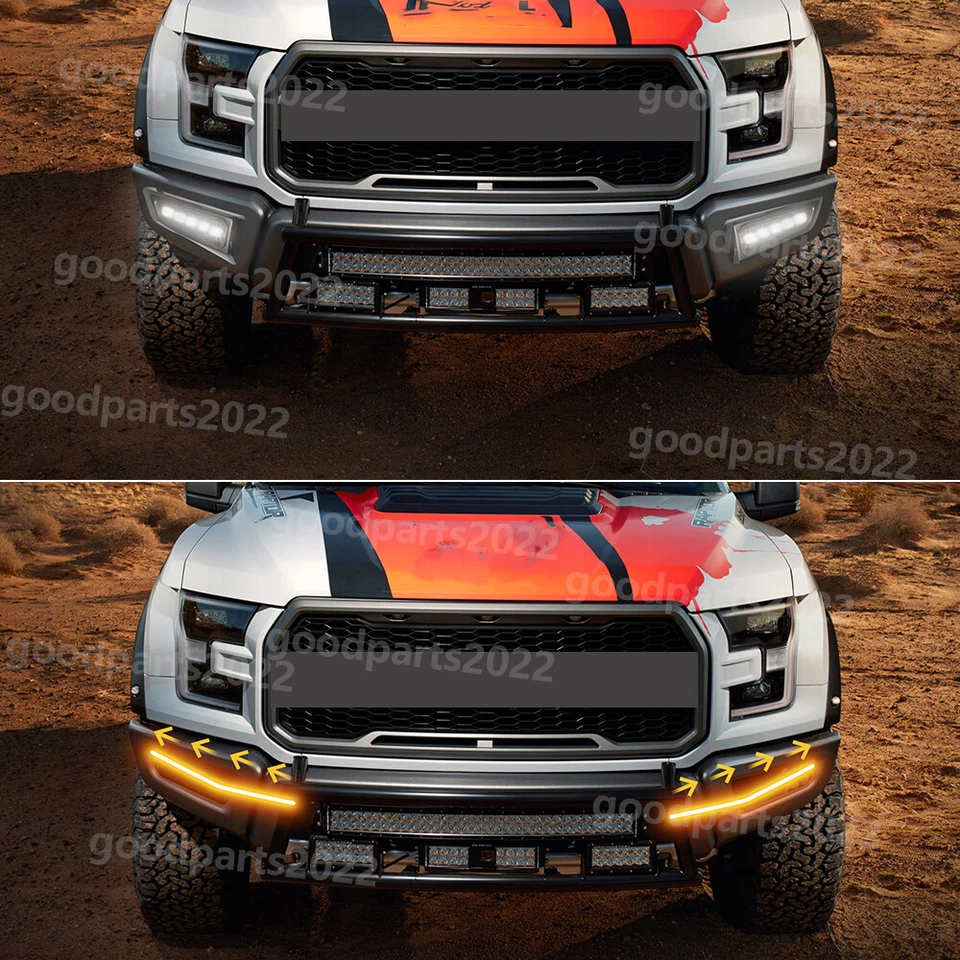 Front Bumper Assembly w/LED DRL Raptor Style For 2015-2017 Ford F150 Black Steel - Imagem 2 de 4