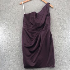 Davids Bridal Dress Womens 12 Purple Sheath Mini One Shoulder Pleated Cocktail
