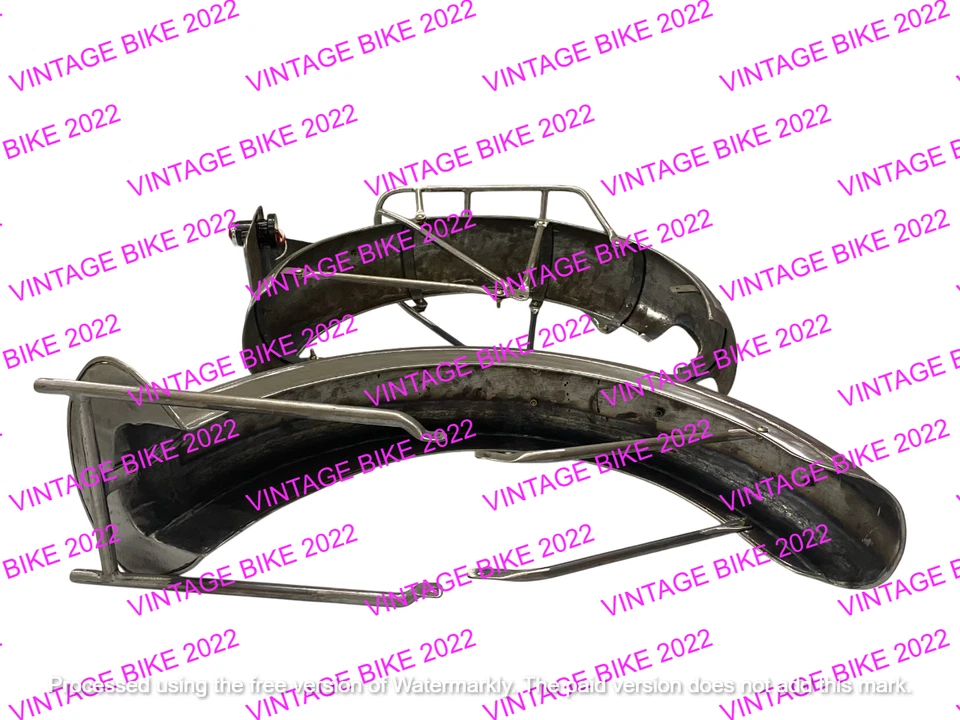 JUEGO GUARDABARROS AJS 1930 MODELO R8 500CC ACERO CRUDO + SOPORTE Y LUZ TRASERA / AJUSTE F Foto 4 de 4