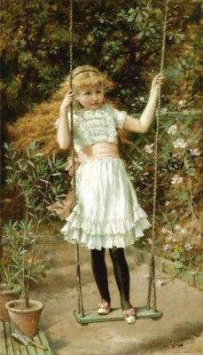#ad Oil painting The Garden Swing William Stephen Coleman oil painting girl playing $127.49