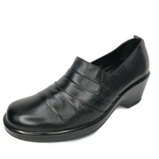 Dansko Womens 41 EUR 11 US Aubrey Black Pleated Leather Heel Clog Comfort Shoes