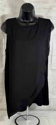 WHBM Sleeveless Asymmetrical Blouse Black SZ M Elevated Basic Flowy