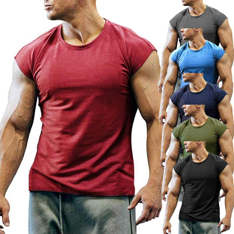 Men's Sleeveless Tee Sports Gym Vest Loose Casual Tank Tops Fashion Undershirt