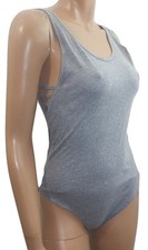 Victoria's Secret Pink Strappy Side Bodysuit Logo Gray Small NWT