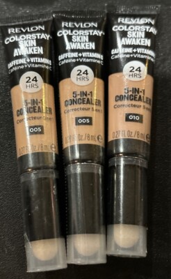 (3) Revlon ColorStay Skin Awaken 5-in-1 Concealer, 005 Fair, 0.27oz