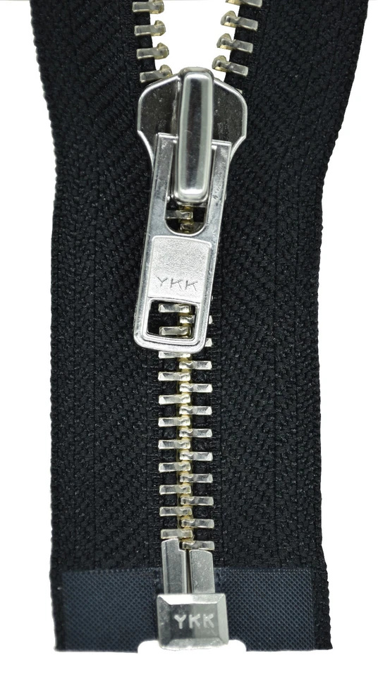 YKK Reißverschluss von 20 - 200 cm 5 mm metall silbern schwarz 1 Weg teilbar - Bild 1 von 1