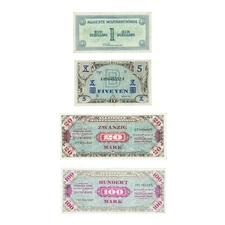 4 diff. AMC Allied Military Currency VF-XF