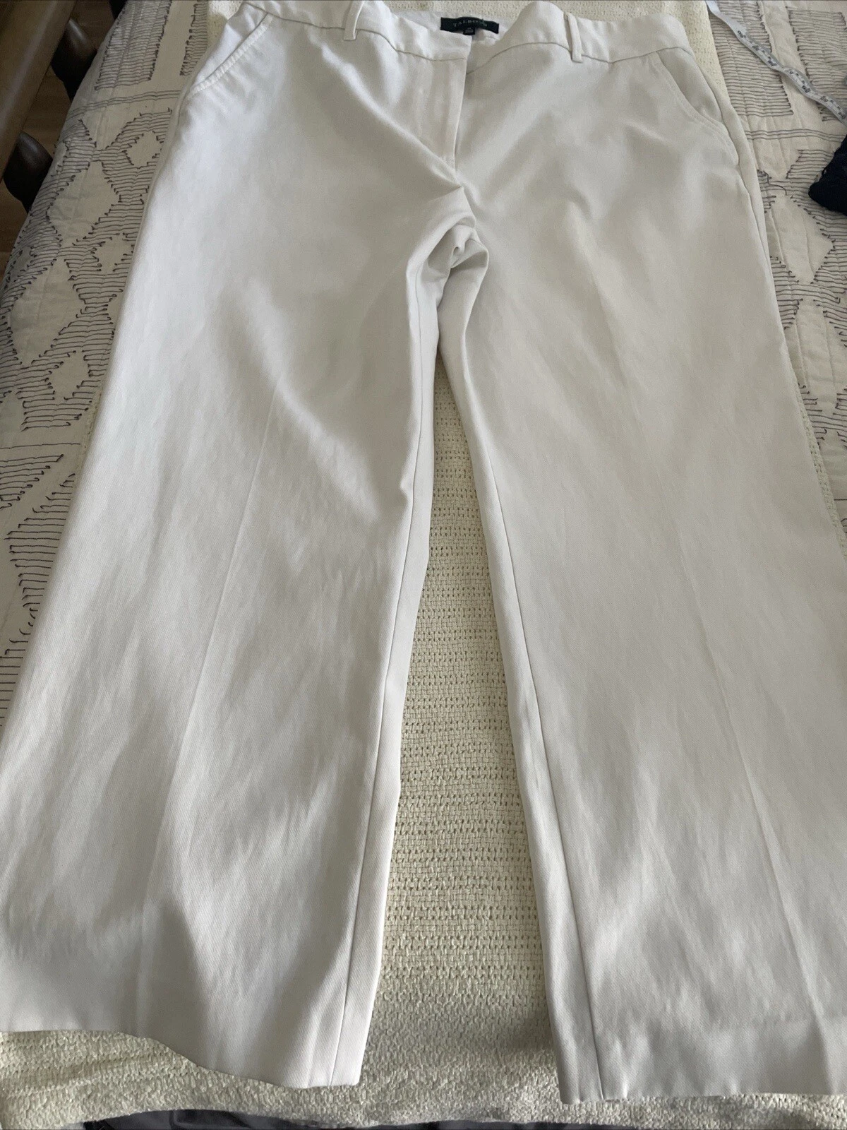 OFF WHITE Pantaloni eleganti chino Talbots Off White leggermente elasticizzati taglia 14 25 pollici cuciture interne usati in ottime condizioni