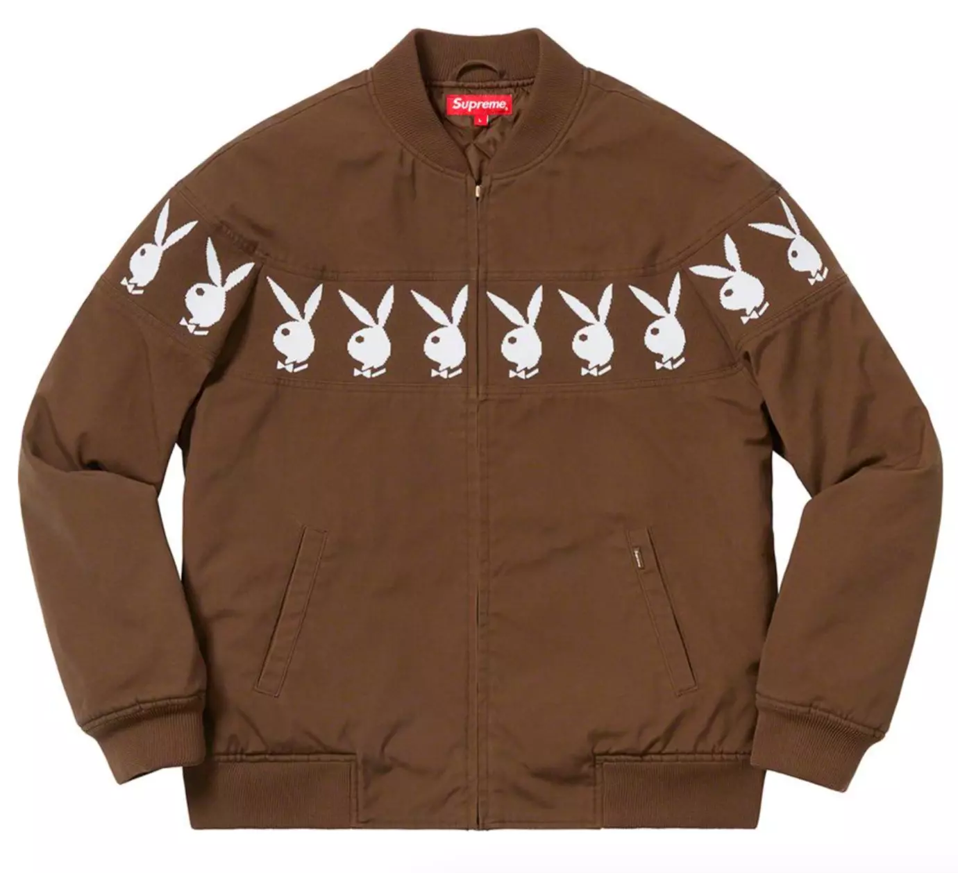 VESTE SS19 SUPREME X PLAYBOY CREW MARRON BLANC TAILLE XL (Boîte #1)