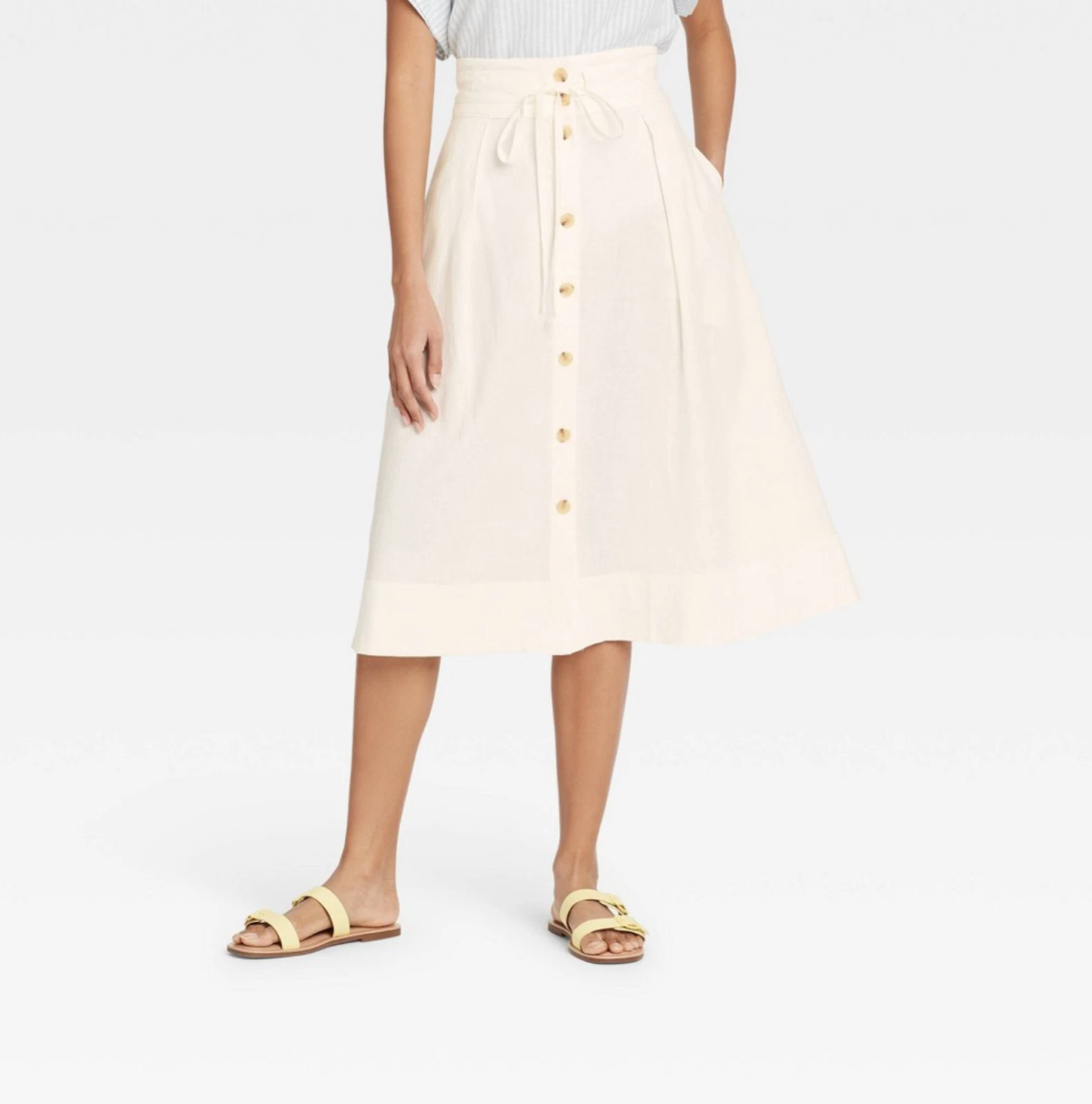 Women's Midi A-Line Skirt - A New Day Cream XXL, Ivory