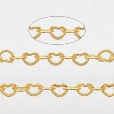 Chain Handmade 1.8x2.4x0.4mm Heart Links 3 Metre Gold