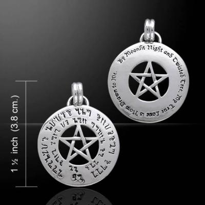 Love Spell Pentagram sterling silver Wicca Pentacle Rune Pendant 