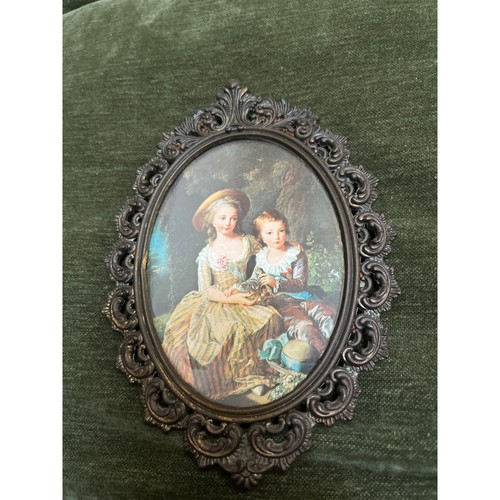 SET 4 Vintage oval brass picture frame Baroque style Made in Italy Action - Picture 3 of 8