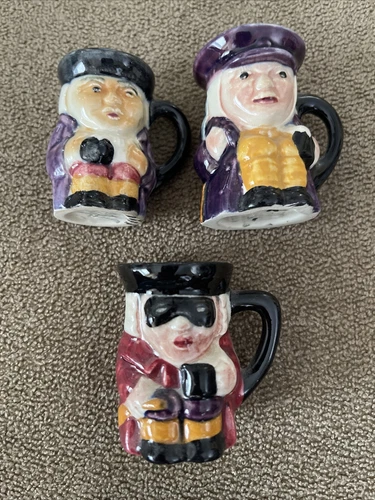 Vintage Rare Mini Genuine Staffordshire Toby Mugs Shorter & Son 2” (SP)
