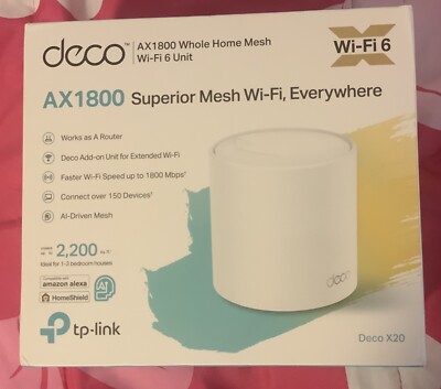 P-Link Deco X20 AX1800 Whole Home Mesh WiFi 6 System 1 Pack White TPLink