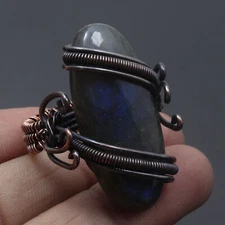 Labradorite Gemstone Mum Gift Wire Wrapped Ring US 12 Jewelry G11877