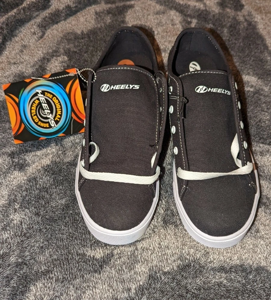 Heelys Mens Gray Canvas Roller Skate Shoes Gray Lace Up Low Top Size 8 HES10459