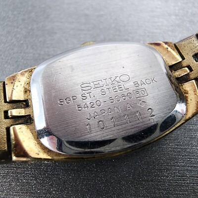 VTG Seiko Watch Women 17mm Silver Dial Gold Tone Rectangle 5420