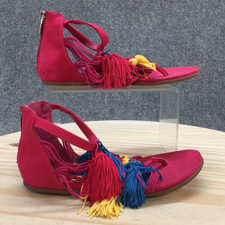 Sandalias Vince Camuto Juveniles 3 M Eleana Gladiador Planas Rosa Imitación Gamuza Cremallera Trasera Foto 2 de 4