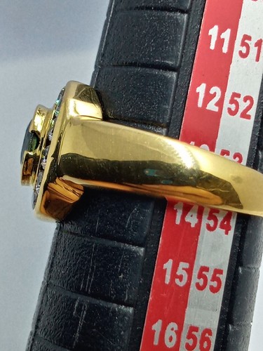 Anello in oro giallo 750 18 carati pietra gr 5,7 misura n 14 con pietre +2lav - Foto 8 di 12