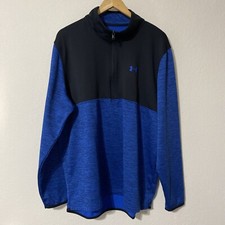 Under Armour Sweatshirt Men  s 2XL Blue Black Fleece 1/2 Zip Loose Fit Pullover