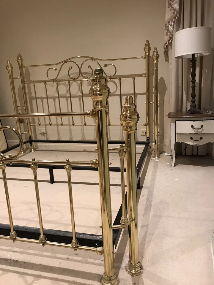 Brass Bed King Size and two side tables - image 3 of 4