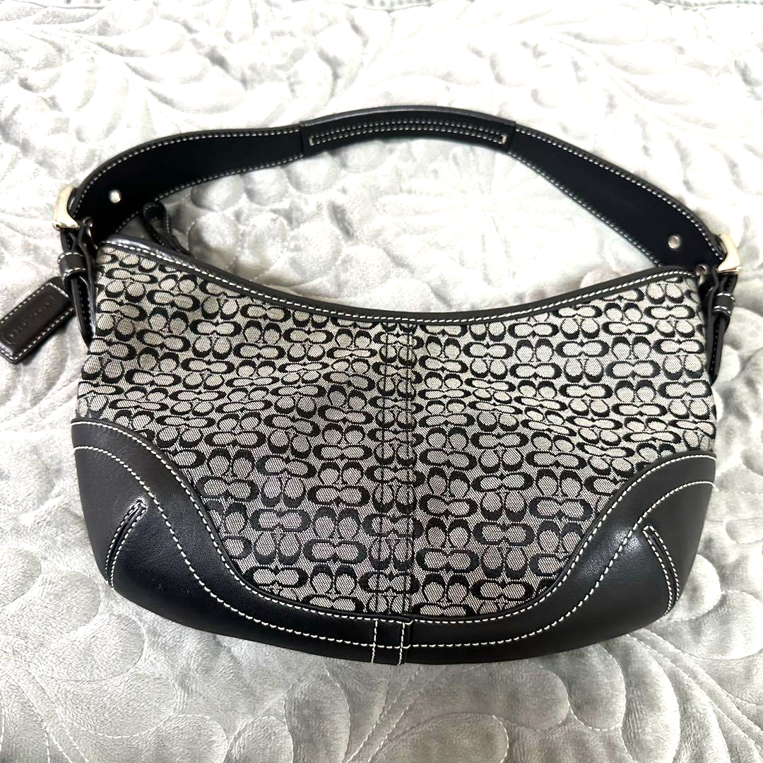 COACH Small Hobo Mini Signature Gray Tote Bag Womens AUTHENTIC JDM Used