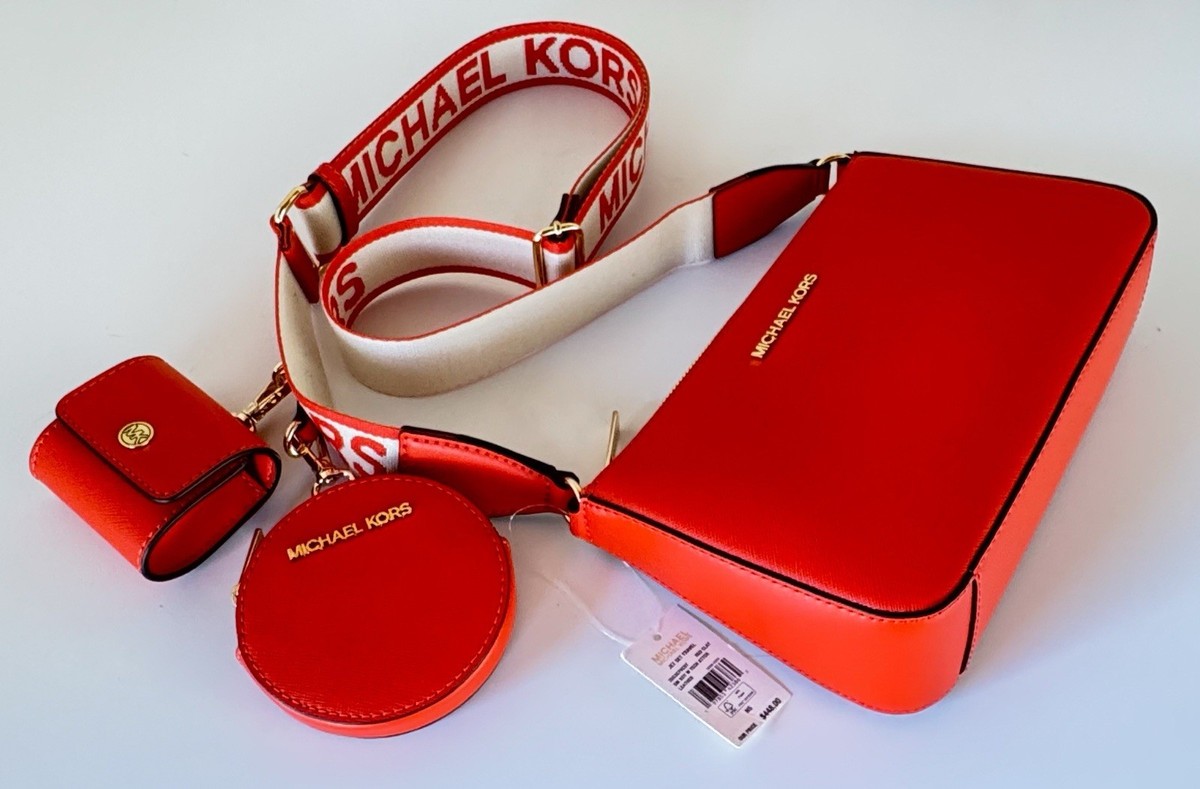 Michael Kors Jet Set Travel Small Crossbody Bag Tech Attached Red