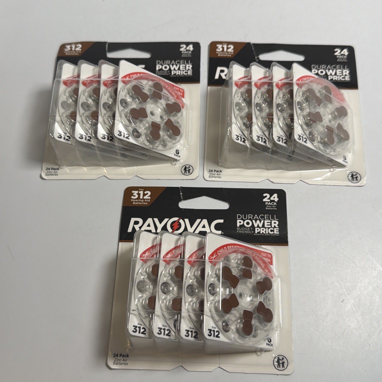 Lot Of 3 Rayovac 312 Hearing Aid Zinc Air Batteries 24 Pack 