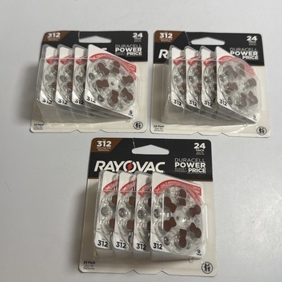 Lot Of 3 Rayovac 312 Hearing Aid Zinc Air Batteries 24 Pack 08/28+ 312CR Sealed