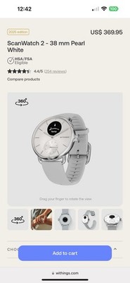 Withings ScanWatch 2 38mm Pearl White