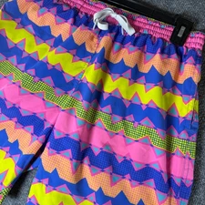 Chubbies Men's Swim Trunks Large Geometric Print Elastic Waist Drawstring