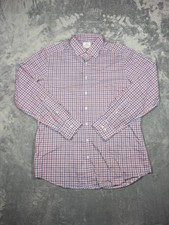 Emanuel Berg Shirt Mens Large Blue Red Check Dress Modern Fit Long Sleeve