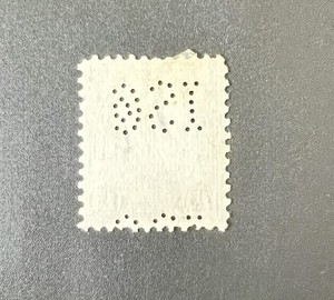 US Perfin Stamp 1922 Scott 566 International Silver Company Meriden, CT Rated E