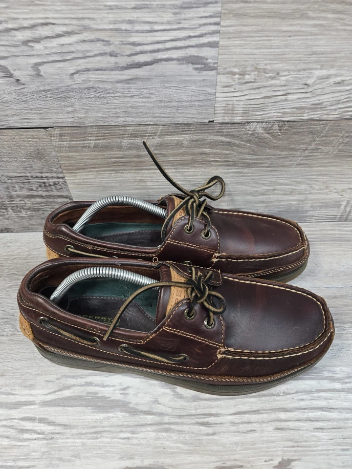 Sperry Top Side Mens Size 10 M Brown Leather Brown Lace Up Boat Shoes - Image 2 of 4