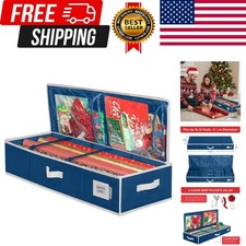 Wrapping Paper Storage Container, Blue Durable 600D Tear-Proof, Fits 27 Rol...