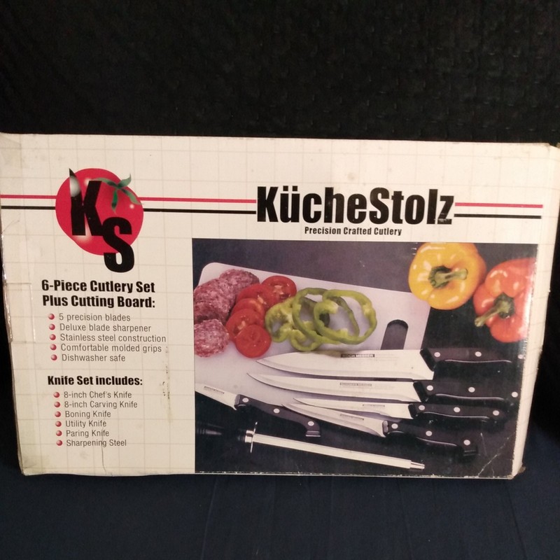 KucheStolz 6-Piece Precision Cutlery Knife Set + Cutting Board new open box