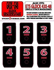 FITS GLOCK G43X/G48 RED NUMBERED 1-6 MAGAZINE BASE PLATE STICKERS,set of 6