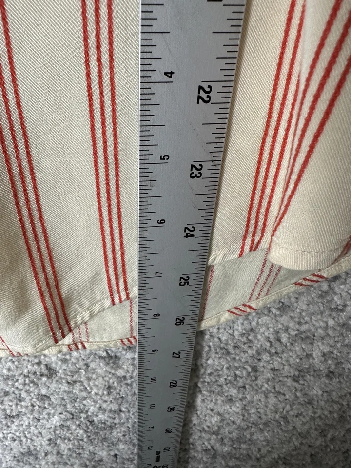 Sandro Paris Shirt Mens Medium Cream Red Stripe Button Front Viscose Top - Image 3 of 4