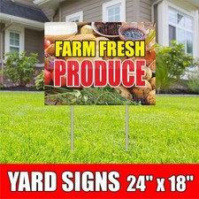 FARM FRESH PRODUCE Yard Sign with H-Stakes Farm Market Retail Store Farmer