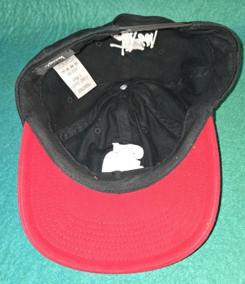 RARE Stussy Vintage S Low Pro Cap cotton Black Red Hip Hop