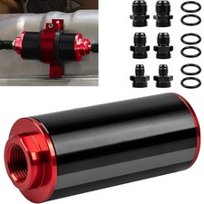 High Flow Inline Fuel Filter 100 Micron 6an 8an 10an Adapter Kit Universal