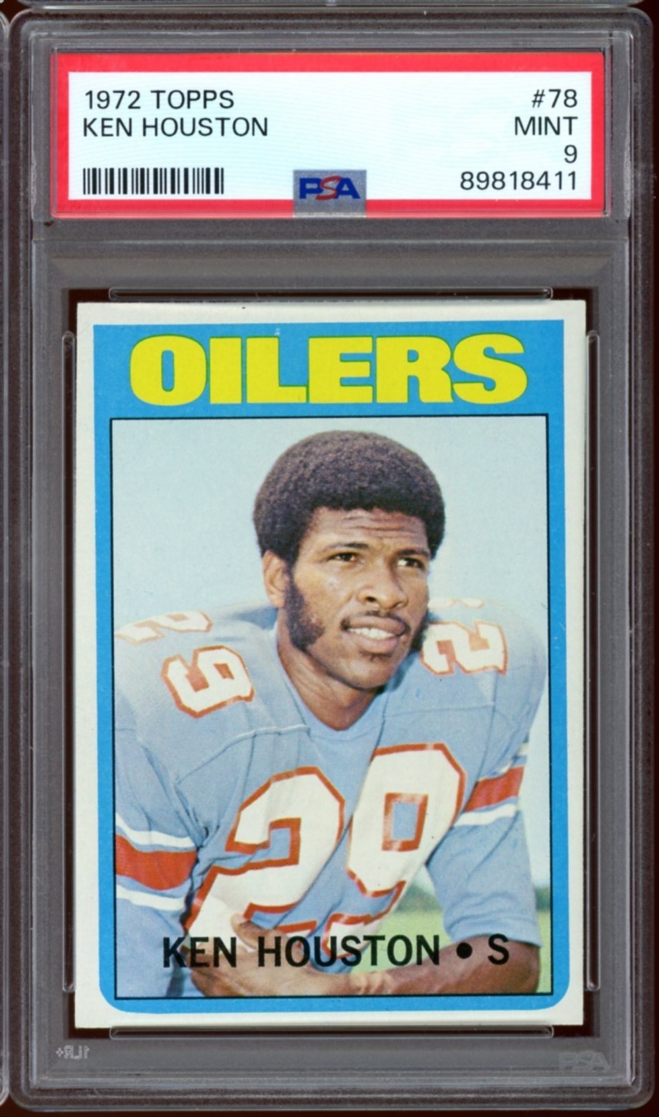 1972 Topps Football #78 Ken Houston PSA 9