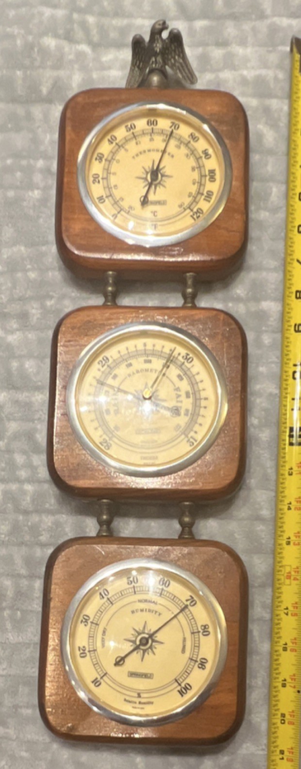 Eagle Thermometer Barometer Hygrometer Wood