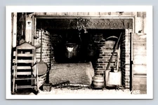 RPPC Indian House Fire Place Deerfield MA Postcard