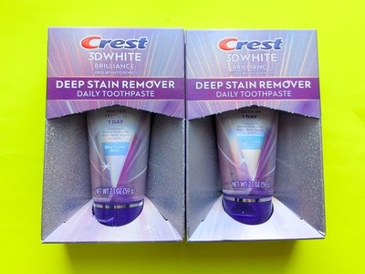 CREST 3D White Brilliance Deep Stain Remover Toothpaste Exp. 01/27 - Lot of 2