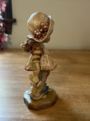 Vintage Anri Sarah Kay Flowers For You 7” Wood Limited Edition